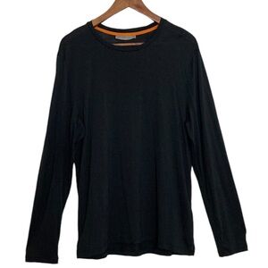 Icebreaker T Shirt Mens Medium Black Cool Lite Merino Blend Long Sleeve Crew